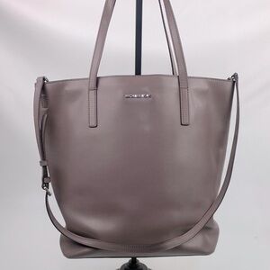 Michael Kors Gray Lavender Taupe Leather Tote bag Silver Zip Crossbody strap